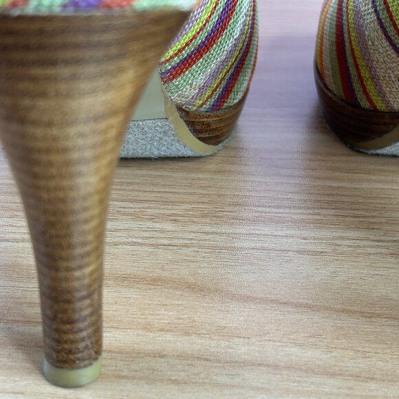 MODA Womens High Heels Slingbacks Shoes 9M Multicolor Zebra Stripe Gum - Picture 11 of 16